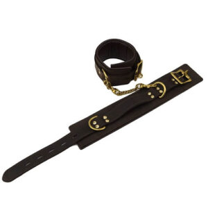 Bound Nubuck leather ankle restraints with gold hardware and chain