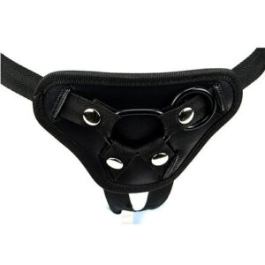 Loving Joy Universal black harness with adjustable straps and metal ring detail
