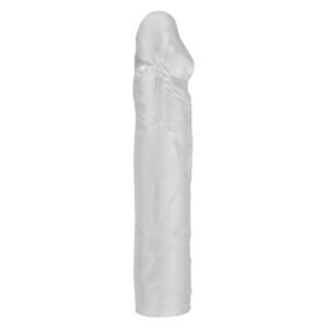Clear elongated sleeve with realistic detailing and rounded tip