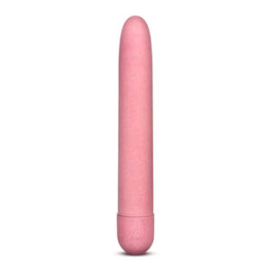 Pink cylindrical eco vibrator with rounded tip and smooth finish