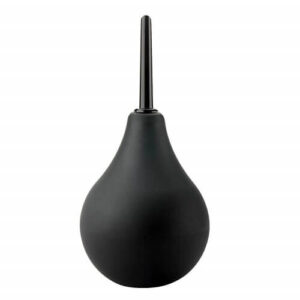 Black bulb-shaped anal douche with a slim nozzle from Loving Joy, 160ml capacity