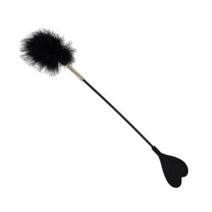 Black crop with heart-shaped tip and fluffy feather tickler on one end