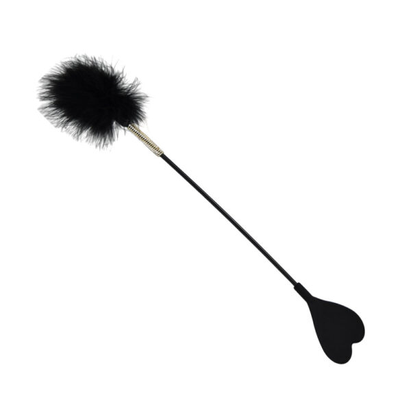 Black crop with heart-shaped tip and fluffy feather tickler on one end