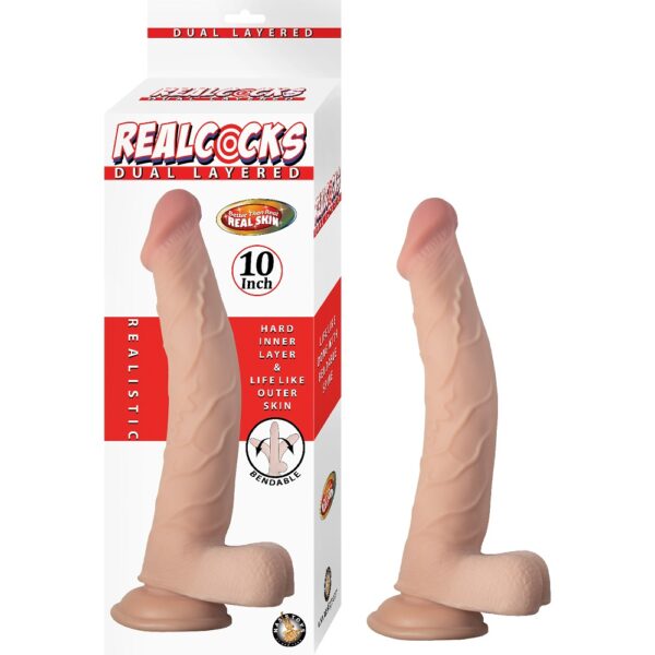 Nasstoys RealCocks Dual Layer Bendable Dildo 10 Inch Vanilla