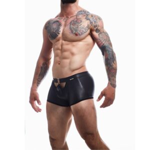 Cut 4 Men C4M Peekaboo Black Leatherette Mini Pants