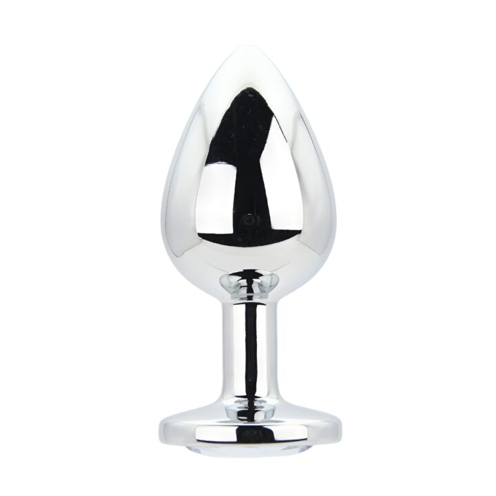 Toosh Silver Metal Butt Plug Large Clear Stone
