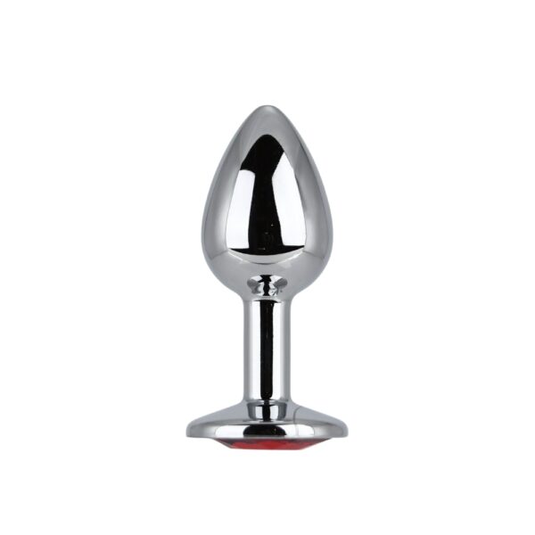 Toosh Silver Metal Butt Plug Small Red Stone