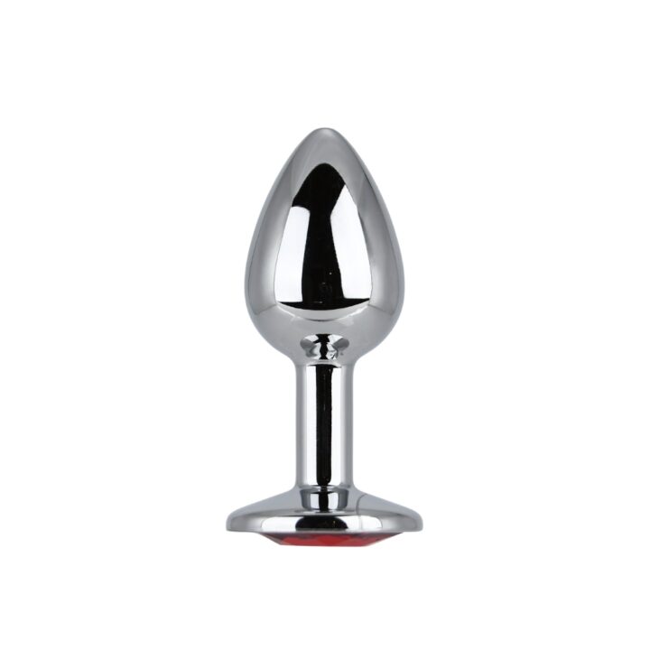 Toosh Silver Metal Butt Plug Small Red Stone