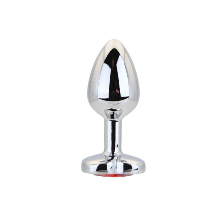 Toosh Heart Shaped Silver Butt Plug with Red Stone Small