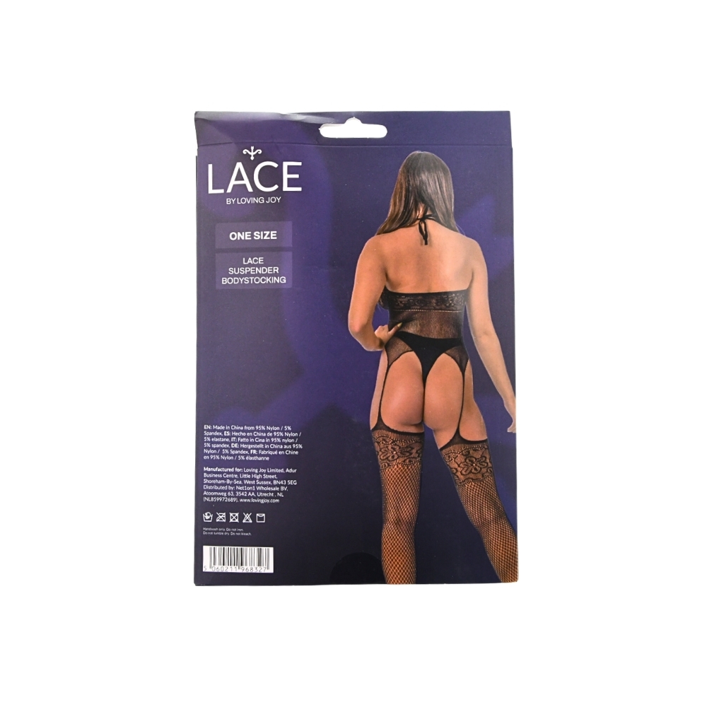 Lace by LJ Lace Suspender Bodystocking Black - Image 7