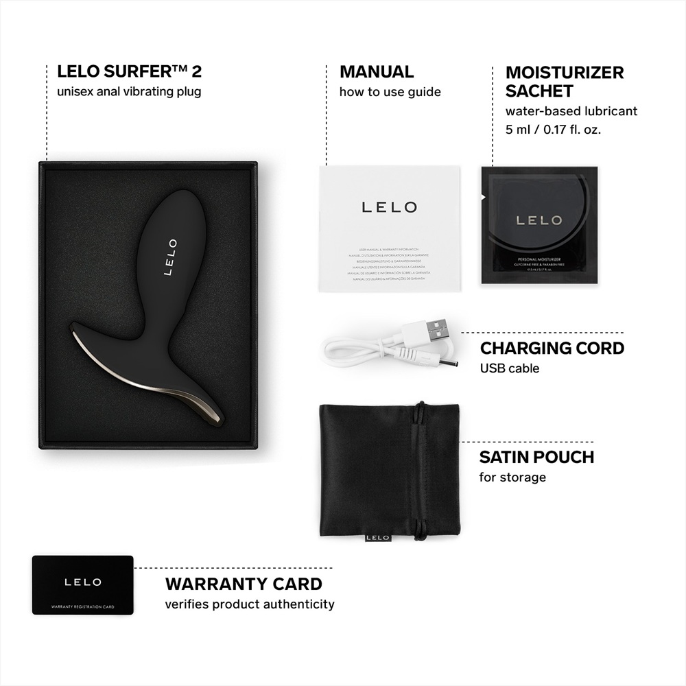 LELO Surfer 2 Unisex Anal Vibrating Plug Black - Image 7