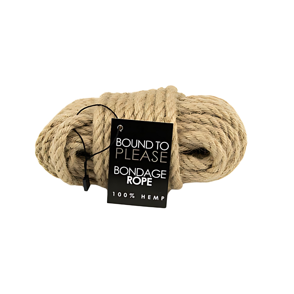 Natural hemp rope bundle with Bound to Please brand tag attached
