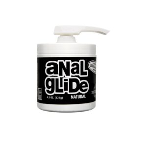 Doc Johnson Anal Glide Natural 4.5 oz jar with pump dispenser and black label