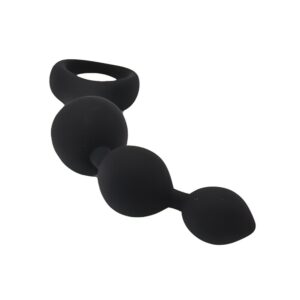 Black triple ripple anal beads with looped handle from Loving Joy