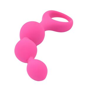 Pink triple bead design with a looped handle, made by Loving Joy